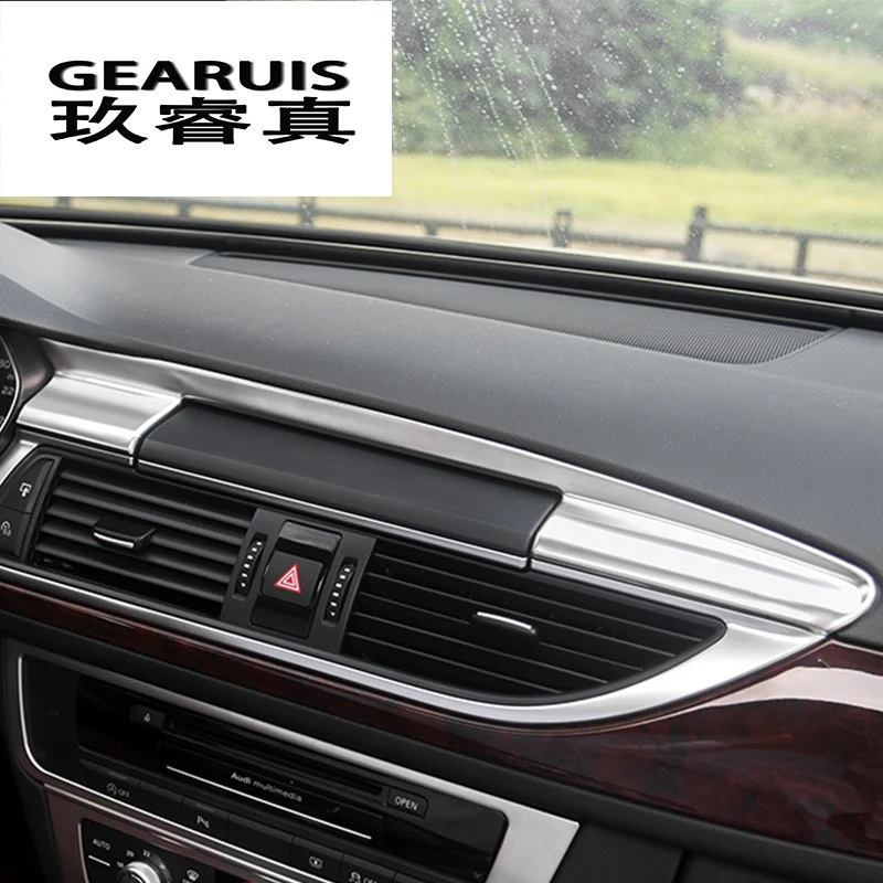

Car styling Center Console Navigation Panel Strip decoration Stickers Covers Trim for Audi A6 C7 A7 interior Auto Accessories