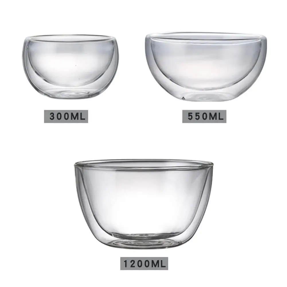 Double layer Heat resistant High Borosilicate Glass Bowl Salad Bowl
