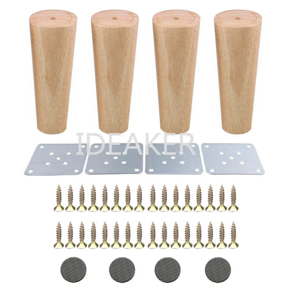 4 шт. дубовая древесина 150x58x38 мм мебельные ножки шкафа ножки стола ножки для дивана с железными прокладками прокладки винты