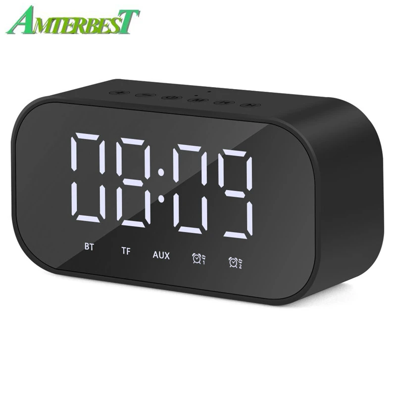 

AMTERBEST Wireless Bluetooth Speaker Stereo Portable Alarm Clock Display Support Alarm Clock TF AUX Handsfree Outdoor Speaker