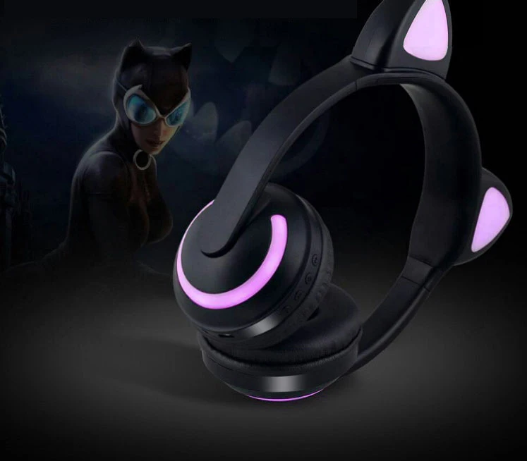 

wireless earphones Bluetooth cat ear headphones anime headphones luminous headphones Seven colors to change at will