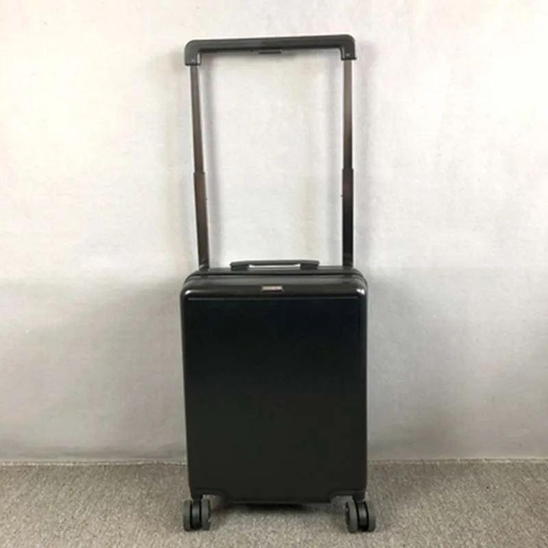 LeTrend, Сверхлегкий чемодан на колёсиках, Спиннер для мужчин, чемодан на колесиках, Женская тележка, 20 дюймов, алюминиевая рама, кабина, дорожная сумка на колесиках - Цвет: black