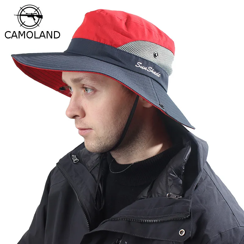 

Waterproof Sun Hat Summer Men Women Bucket Hat Fishing Boonie Hat UV Protection Wide Brim Bob Hiking Outdoor Ponytail Panama Hat