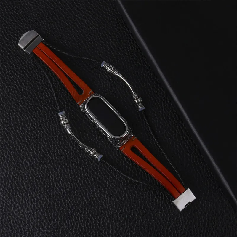 Retro Leather Strap Bracelet For Xiaomi Band 4 Band Replacement Watch Band For Xiaomi Band Black 4 Smartwatch Accessories@50