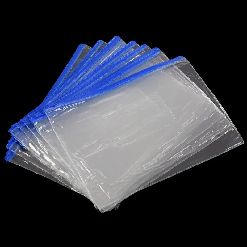 12 x A5 синий молния Zippy сумки-документ прозрачный пластик сумка для хранения