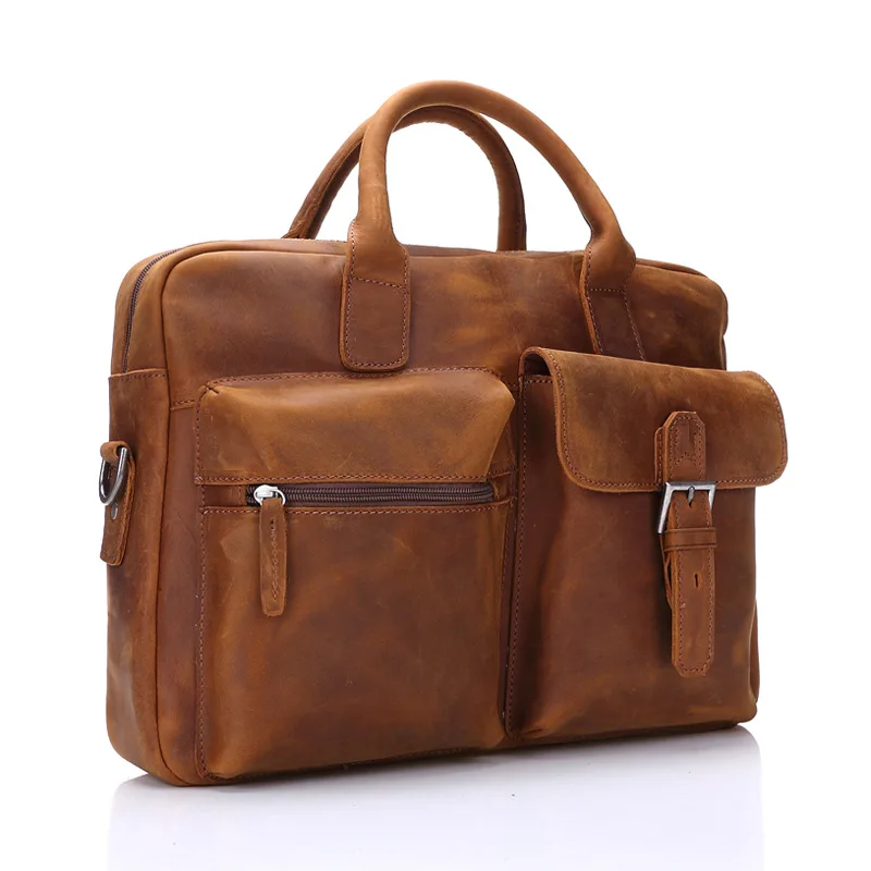 

New Hot Genuine Leather Handbag Retro First Layer Cowhide Men's Briefcase Casual Business Computer Bag Cow Leather Messenger Bag