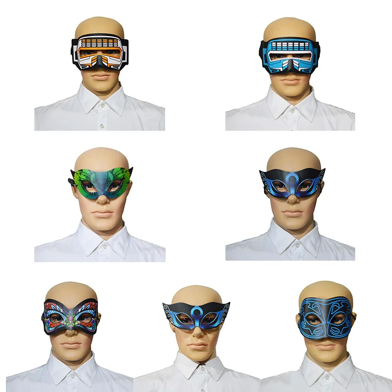 

New Halloween Party Mask LED Light Sound Control Glowing Party Dress Up Party Patch Mask Cool Alien Costume Accessories FE-EQ-01