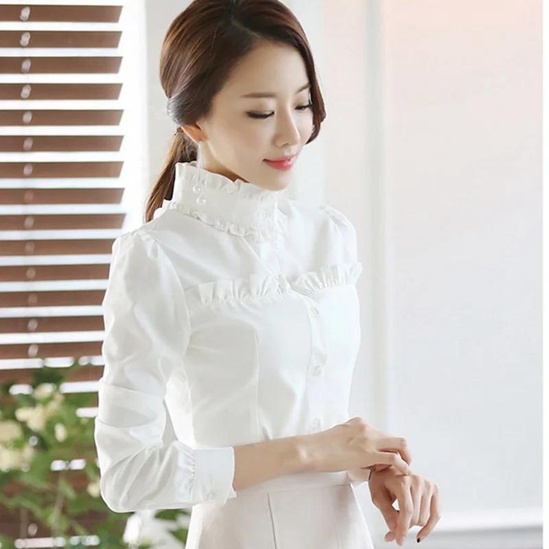 Женская шифоновая блузка с длинным рукавом и оборками|chiffon shirt|blouse rufflewomen long sleeve |