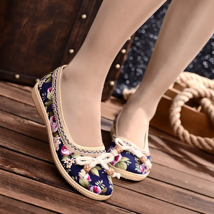 Новая модная Тканевая обувь в стиле «Старый Пекин» Женская обувь полуботинки нескользящая обувь с мягкой подошвой - Цвет: Фиолетовый
