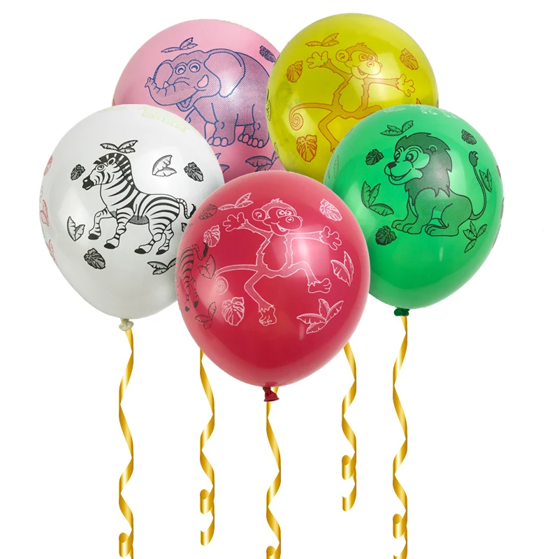 

10pcs/lot Animals lion elephant monkey bird zebra leaf latex ballons for birthday party wedding festival decoration pet kids toy