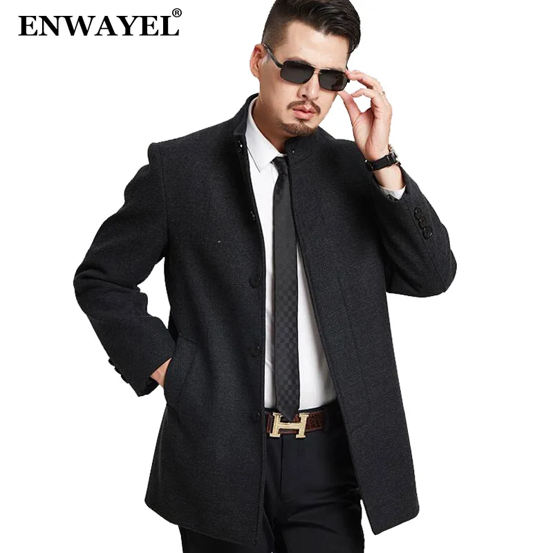 ENWAYEL Top Quality Wool Blends men Jacket Coat Overcoats