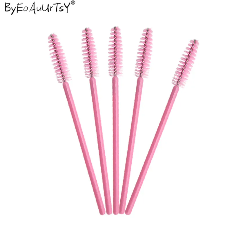 100pcsset Pink Brushes Mascara Wands for Eyelash Extension Disposable Brush Wand Eyebrow Combs Spoolers Makeup Tool (1)