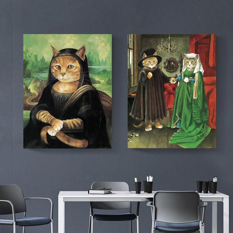 Wangart Toile Murale Abstraite Avec Gros Chat Peinture A L Huile Avec Animaux Aliexpress