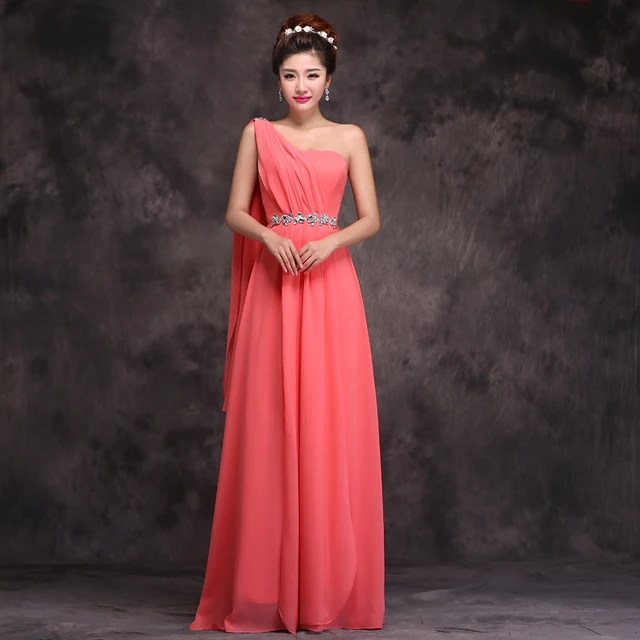 Beauty Emily fashionable one shoulder Bridesmaid's dresses custom a-line Bridesmaid Dress school Party gowns Vestido De festa 1
