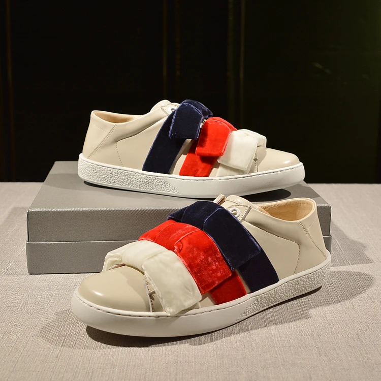 

Hot 2018 Spring Summer Shoes Woman Casual Flats Shallow Slip On Leather Loafers Designer Bow-knot Lazy Flats Woman Cozy Flats