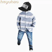 Хлопковая рубашка для мальчиков+ полосатая рубашка из конопли