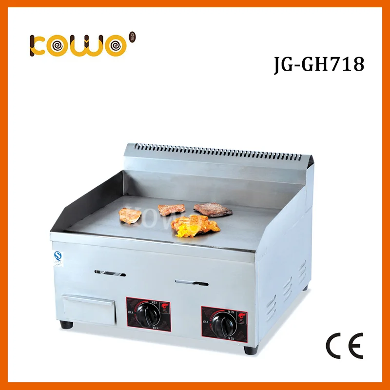 stainless steel kitchen flat plate lpg gas grill teppanyaki griddle commercial 2 burner food