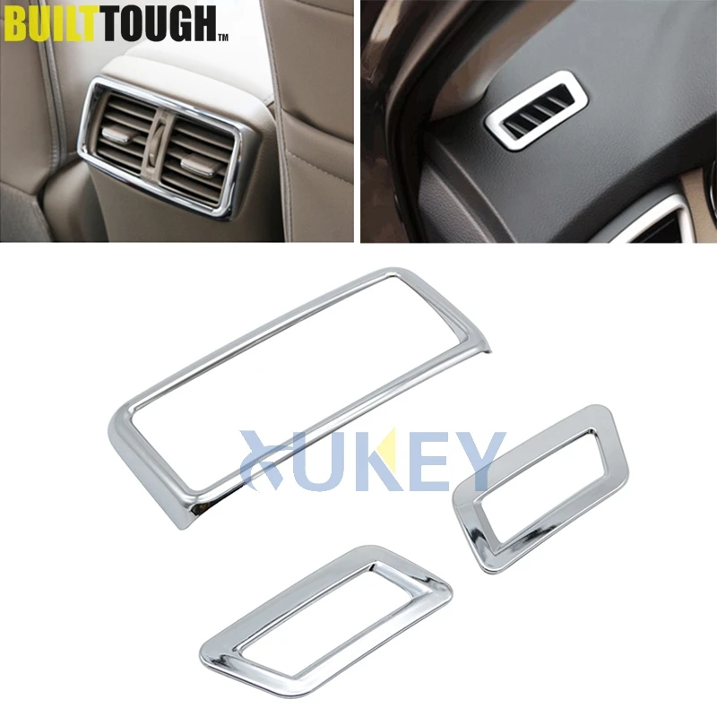 

For Nissan Rogue x-Trail t32 2014 - 2019 Chrome Front Dashboard Rear Armrest Air Vent Outlet Trim Cover Molding Garnish