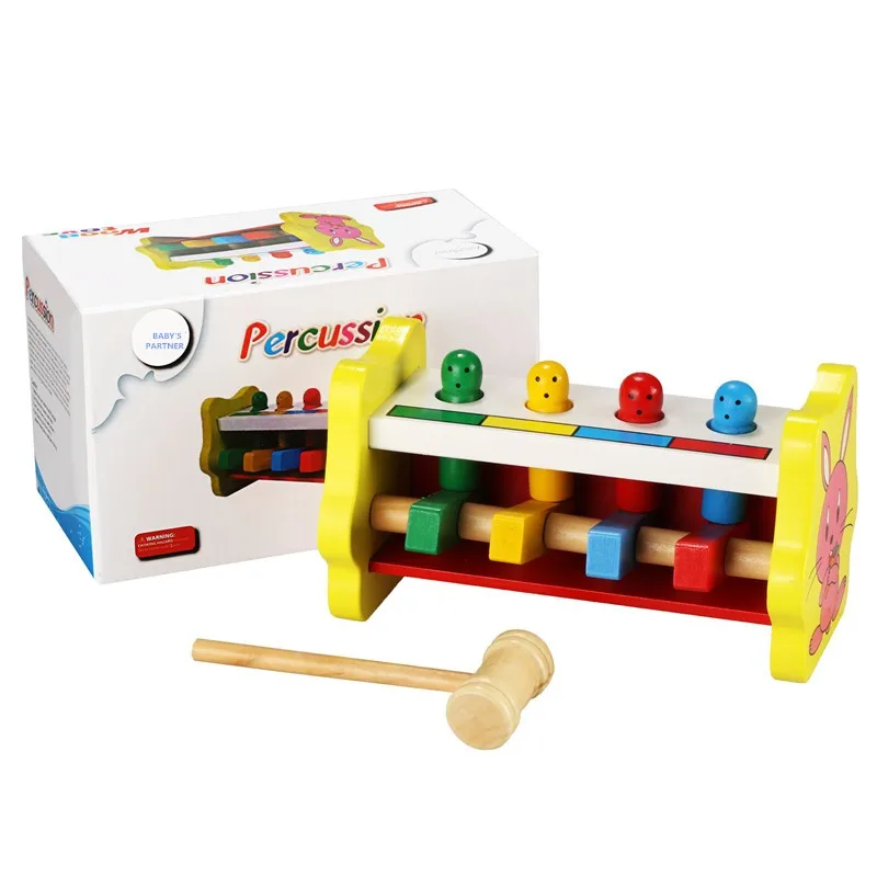 Деревянные ударные игрушки Ударные Игрушки Классическая игра Обучающие Настольные детские развивающие игрушки многоцветный
