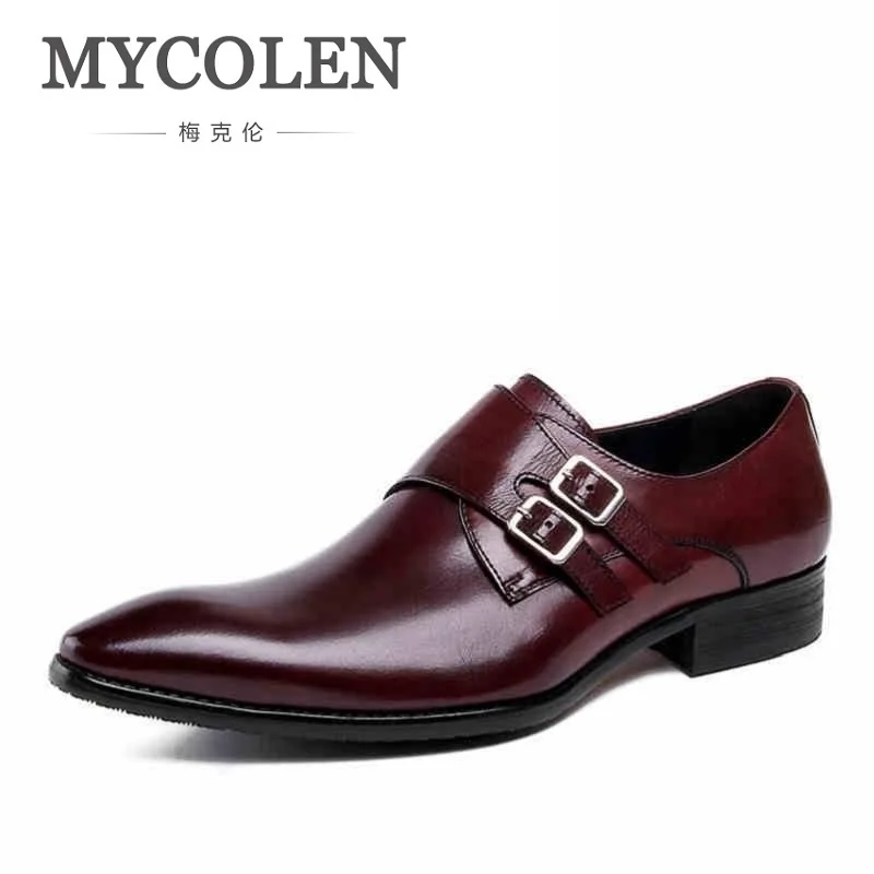 

MYCOLEN Handmade Vintage Retro Genuine Leather Dress Wedding Office Party Luxury Design Flat Breathable Pointed Toe Mens Shoes