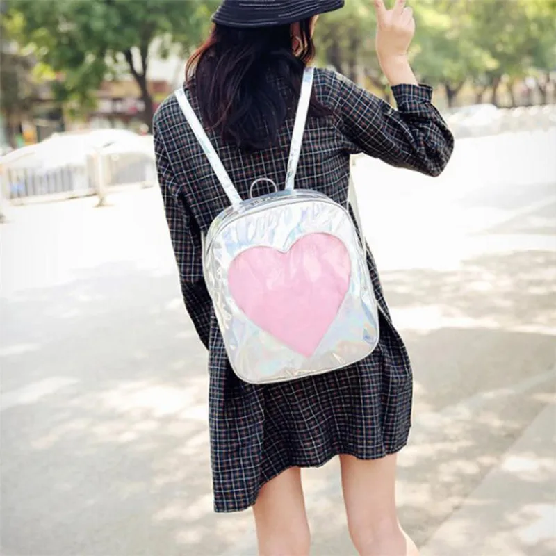 Summer Candy Transparent Love Heart Shape Backpacks School Backpack