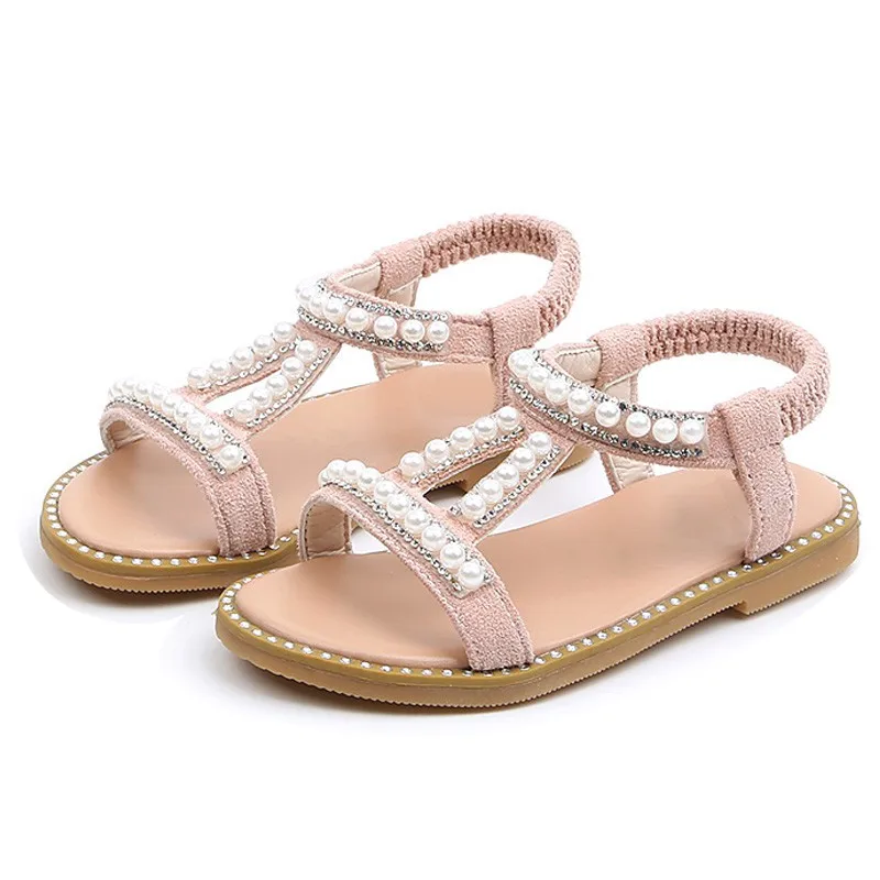 

Summer Infant Baby Girls Shoes Toddler Kids Pearl Crystal Single Princess Roman Shoes Sandals For Children Girl Black