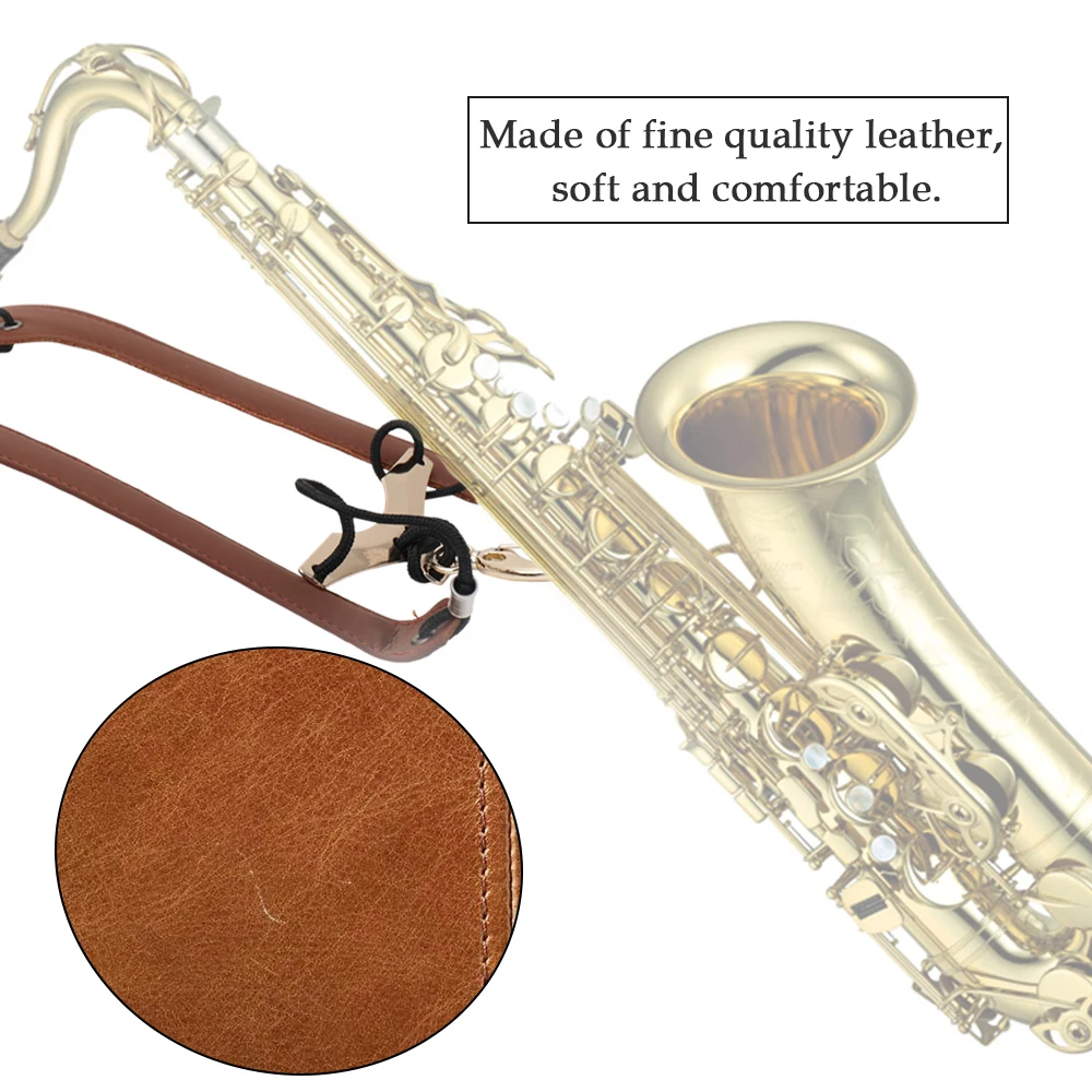 Кожаный саксофон ремень жгут металлический крюк мягкий Регулируемый ремень для студентов саксофон