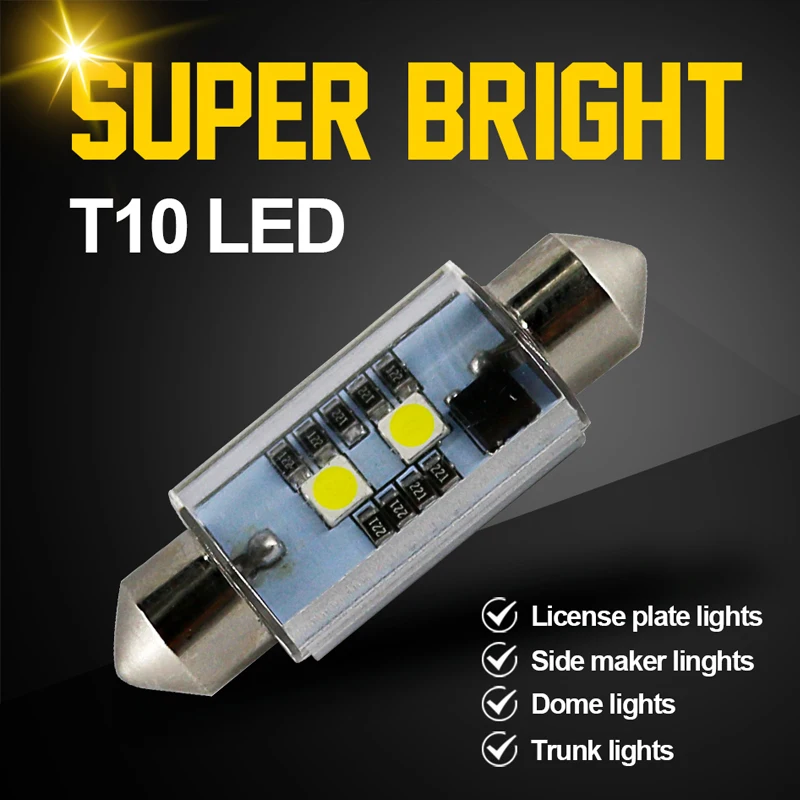 Hlxg 2 шт. гирлянда CANBUS 31 мм 36 мм/39 мм/41 мм C5W led ошибок 5630 5730 smd Интерьер Чтение 6000K белый лампы купольные лампы 12V