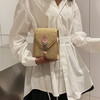 

Woman's Bag Fashion Retro Woven Shoulder Solid Color Handbag Woven Beach carteras mujer de hombro y bolsos bags for women 2019
