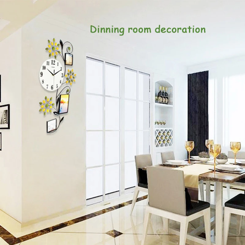 Цветочные настенные часы современный дизайн большие светодиодные 3D цифровые настенные часы кухня спальня домашние часы с фоторамкой домашний декор