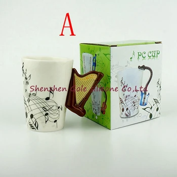 

60pcs/lot Harp Ceramic Cup Personality Music Note Milk Juice Lemon Mug Coffee Tea Cup Christmas New Year Gift