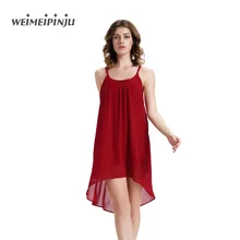 2017 New Arrivals Sexy Backless Club Dresses New Arrival Spaghetti Strap Asymmetrical Party Dress Clubwear Red Chiffon Vestidos
