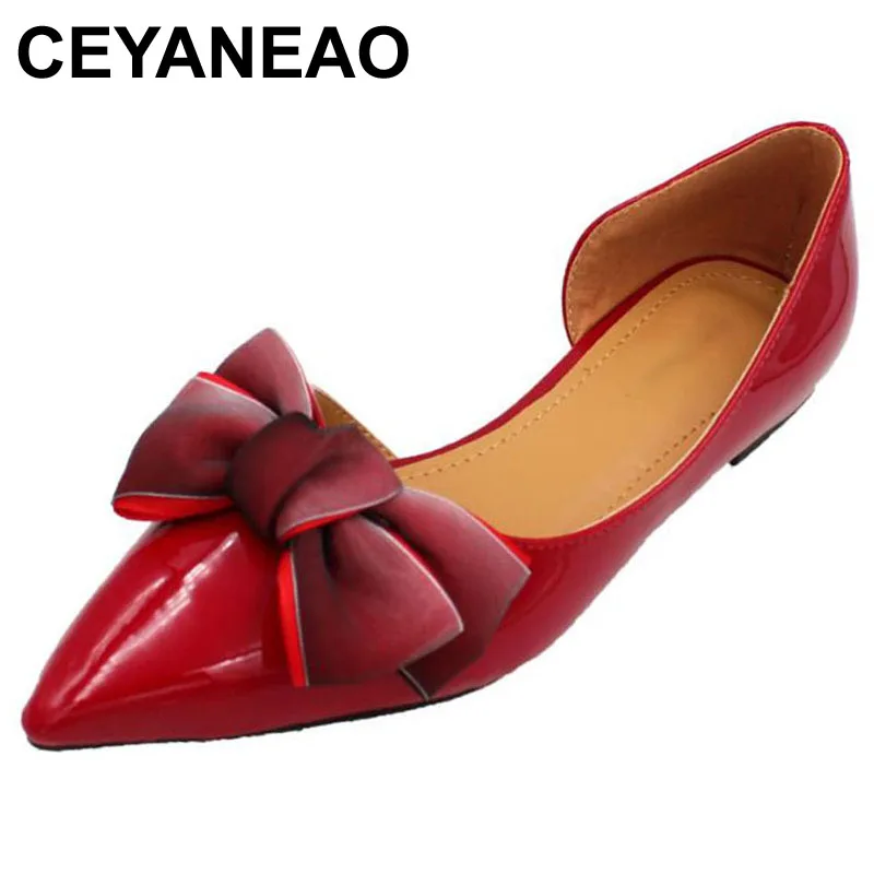 

CEYANEAO New summer fashion women shoes casual flats Pointed Toe Bow-knot Shoes ladys shallow loafers Wedding Flat ShoesE1082