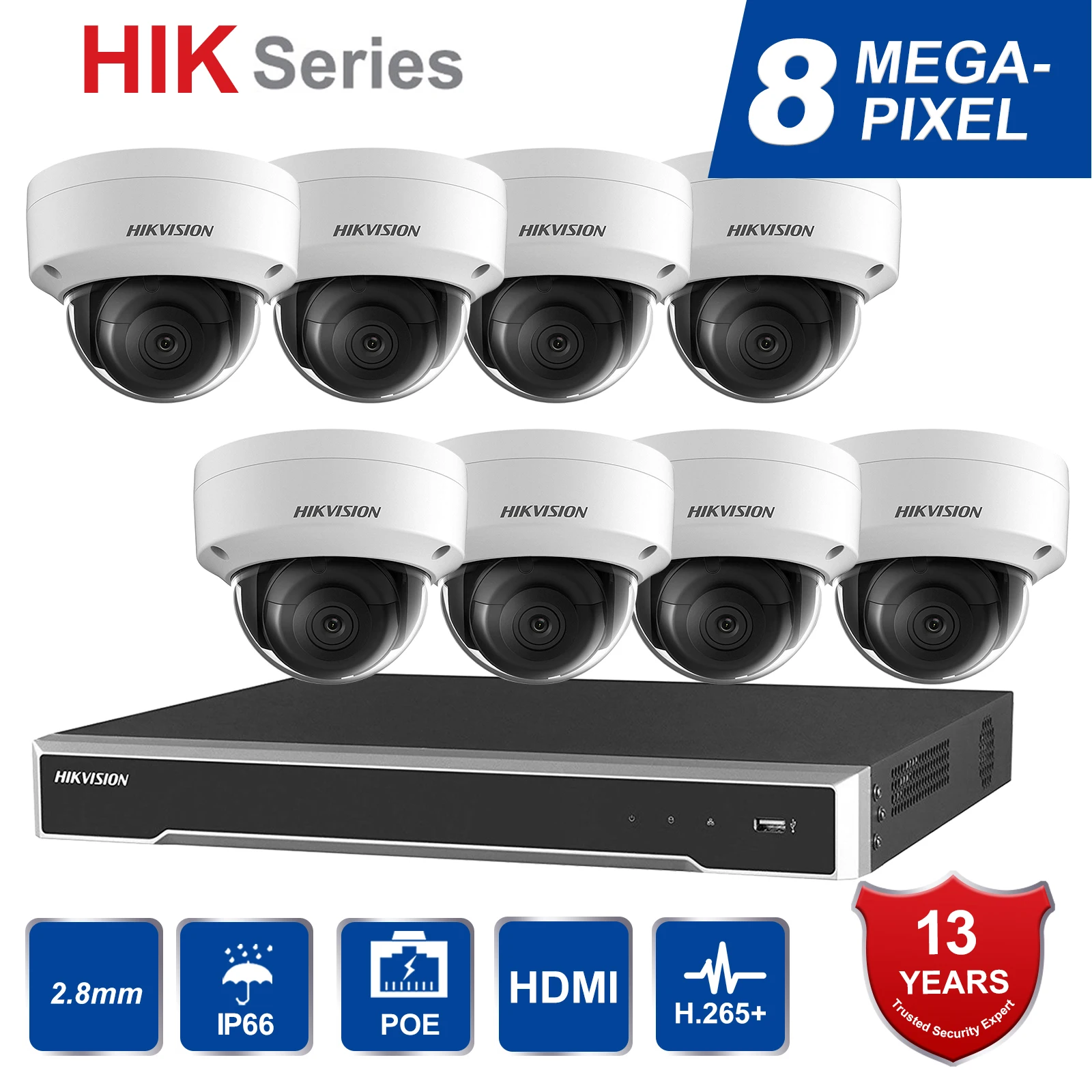 

Hik Original CCTV System 8MP Camera System 8 Channel PoE NVR & 8 Pcs PoE IP Cameras Dome Outdoor HD Video Surveillance Kit