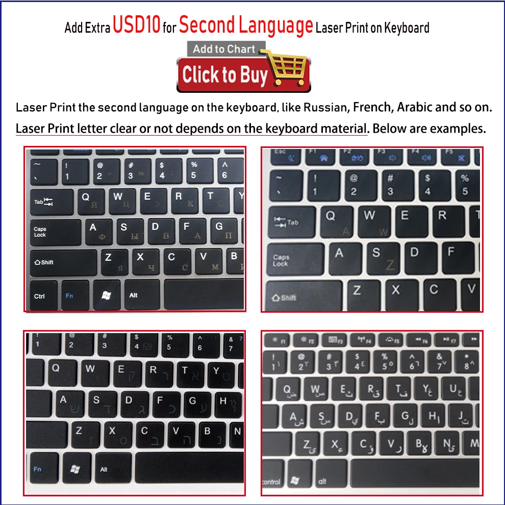 

Laser printing for the second language on keyboard