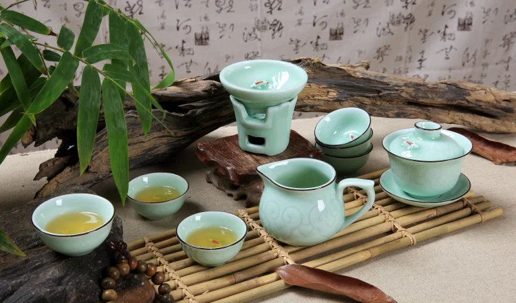 Чайный горшок 9 шт. чайный набор кунг-фу керамический чай карп шаблон чашка, чайник, костяного фарфора GaiWan, чайное море, фарфор фильтр, чайное обслуживание