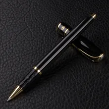 Дика Вэнь черный пополнения Бизнес ролика металла шариковая ручка Средний перо золото клип роллер ручка Офис Школьные принадлежности