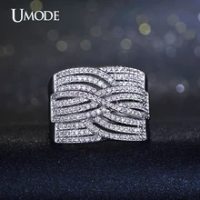 UMODE Rhodium plated Cross Shaped Pave Tiny AAA Cubic Zirconia Wedding Band Rings Jewelry For Women Gifts AUR0204