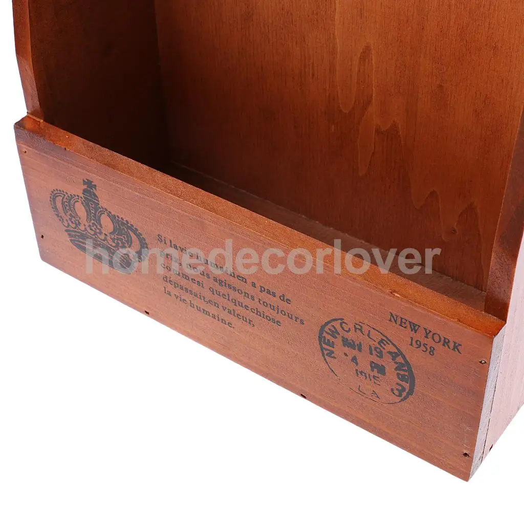 Retro Wall Mount Key Rack Storage Box Shelf Wooden Cabinet Cubby Letter Mail Holder Case