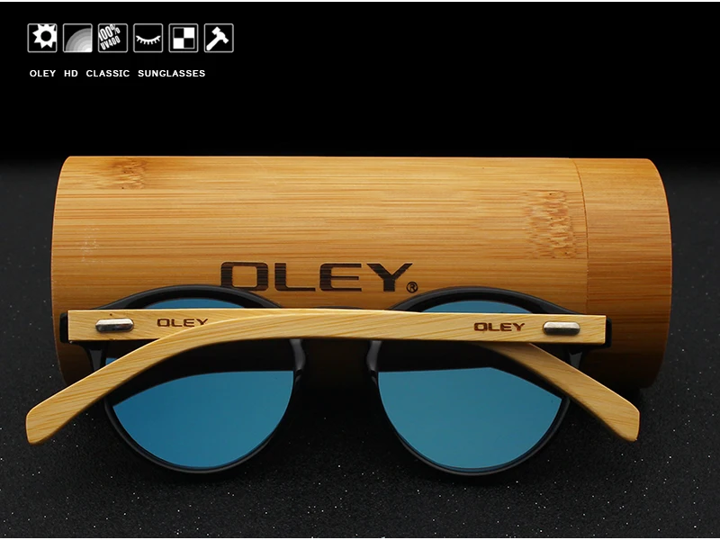 women's sunglasses OLEY  Brand Bamboo Leg Color Film Sunglasses Women Classic Round Overall Flat Lens Fashion Retro Female sun glasses Z0479 big round sunglasses