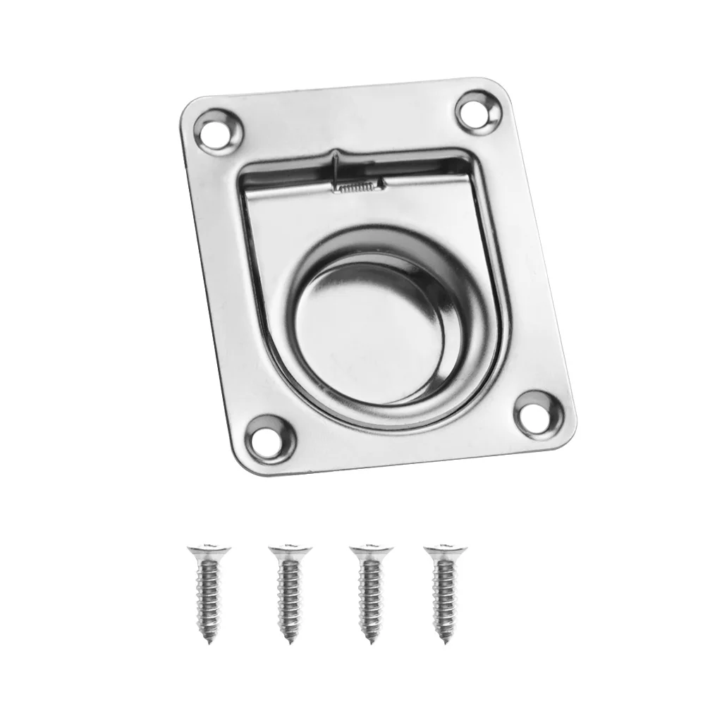 Marine Grade 304 Stainless Steel Ring Handle Flush Hatch Locker 56 x 66mm