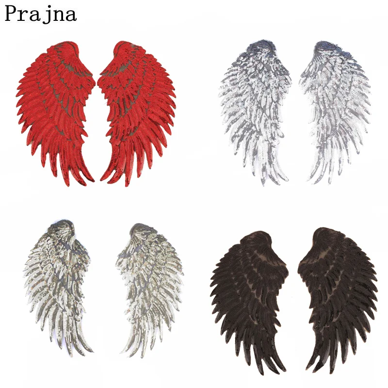 

Prajna 4 Color Angel Wings Sequin Patch Sew-On Embroidered Patch Iron On Patches For Kids Clothes Motif Applique Stickers F