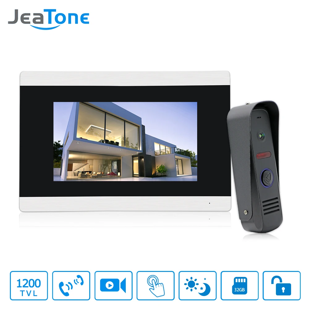Jeatone 7\ Waterproof Touch-Screen Doorbell Camera Video Door Phone Entry System Intercom Monitor Video Door Phone Home Intercom Jeatone 7\ Waterproof Touch-Screen Doorbell Camera Video Door Phone Entry System Intercom Monitor Video Door Phone Home Intercom