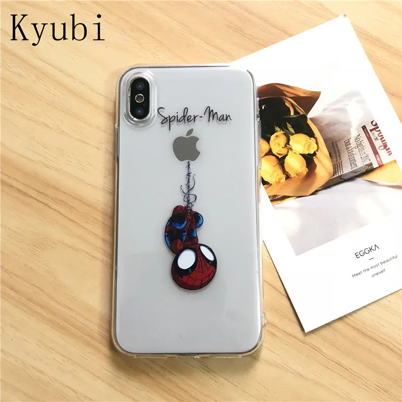 

Cute funny cartoon Spider-Man cases for apple iphone x 10 5 5S SE clear soft TPU case for iphone 8 7 6 6s plus SpiderMan coque