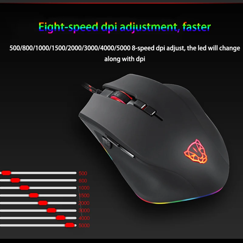 Motospeed V80 5000 dpi оптическая RGB подсветка Проводная игровая мышь USB PMW3325 эргономичная геймерская мышь для ПК ноутбука PK V30 V40 V60 V70