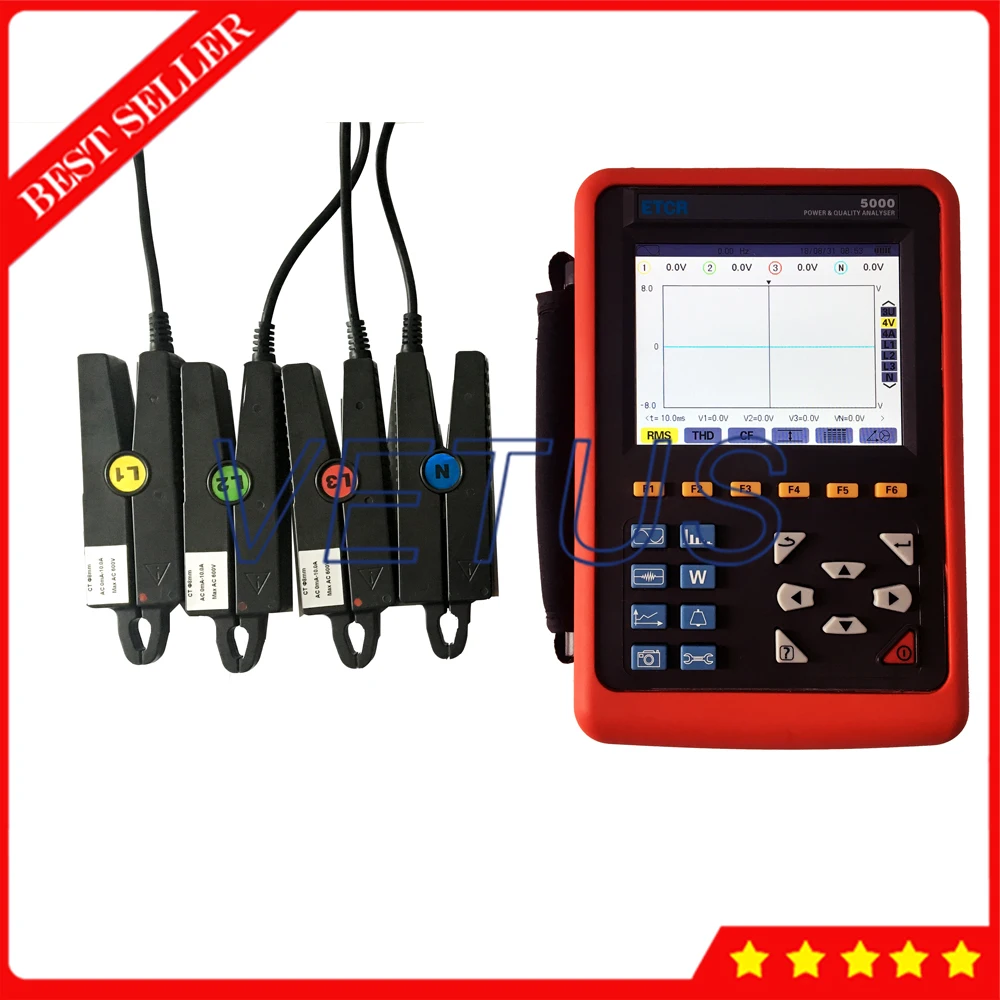 

ETCR5000 Power Quality Analyzer Power Analyzer Tester with ETCR008B Sharp Nose pliers Current Sensor Power Quality Monitor