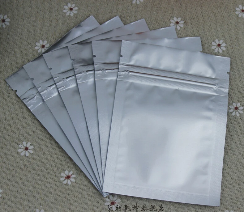 300pcs/lot Food Aluminium foil Zip Lock Bag, Silver Metallic aluminum