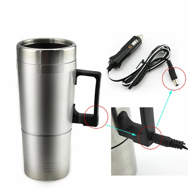 12V In-Car Coffee Maker Tea Pot Thermos Bottle Stainless Steel Heating Cup  300ml