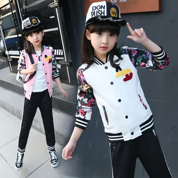 

Girls Clothing Girls Tracksuits Kids Sport Suit Set Girl Casual Baseball Coats/Sweatshirts+Pants 2PCS Clothing Set For Girl