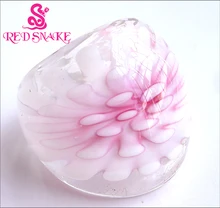 RED SNAKE Fashion Ring Handmade light Pink with flower Translucent Murano Glass Rings